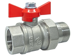 Кран шаровой DN-25 СТАНДАРТ 232 АМЕРИКАНКА НИКЕЛЬ с накидной гайкой рычаг ГАЛЛОП