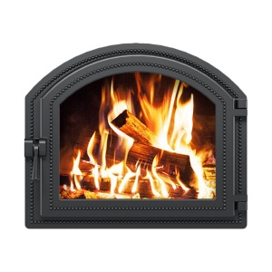 Дверца чугунная ВЕЗУВИЙ 217 крашеная со стеклом АНТРАЦИТ  (посадочный размер 337 х 405 мм)