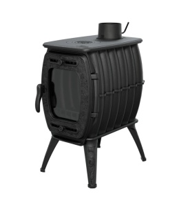 Печь-камин БАХТА-2 чугунная с чугунной дверцей со стеклом ЧЕРНЫЙ