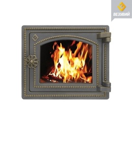 Дверца чугунная ВЕЗУВИЙ ДТ-3 С крашеная БРОНЗА (посадочный размер 210 х 250 мм)