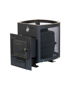 Печь для бани  чугунная СИБИРЬ 15  СЕТКА высечка дверца  чугунная (8 - 15 м.куб)