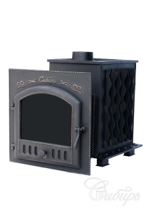 Печь-каменка СИБИРЬ-25 дверца ПАНОРАМА (ПД 545 х 545) под Т/О (правый)