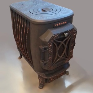 Печь отопительная чугунная ВЕРОНА золото дверца со стеклом