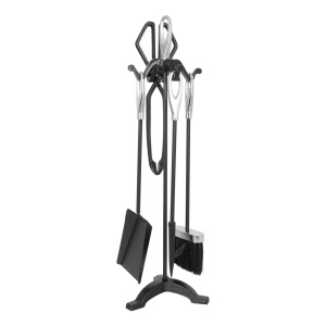 Каминный набор 15011 PRK ЧЕРНЫЙ с СЕРЕБРОМ 4 предмета