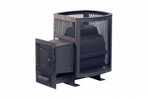 Печь-каменка  чугунная СИБИРЬ 20  СЕТКА  высечка дверца универсальная ЧУГУН/СТЕКЛО (10 - 20 м.куб)